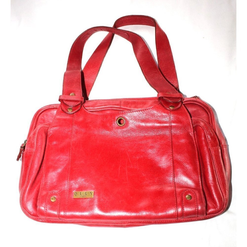 Olly London bright Red Leather women's purse medium hand bag
